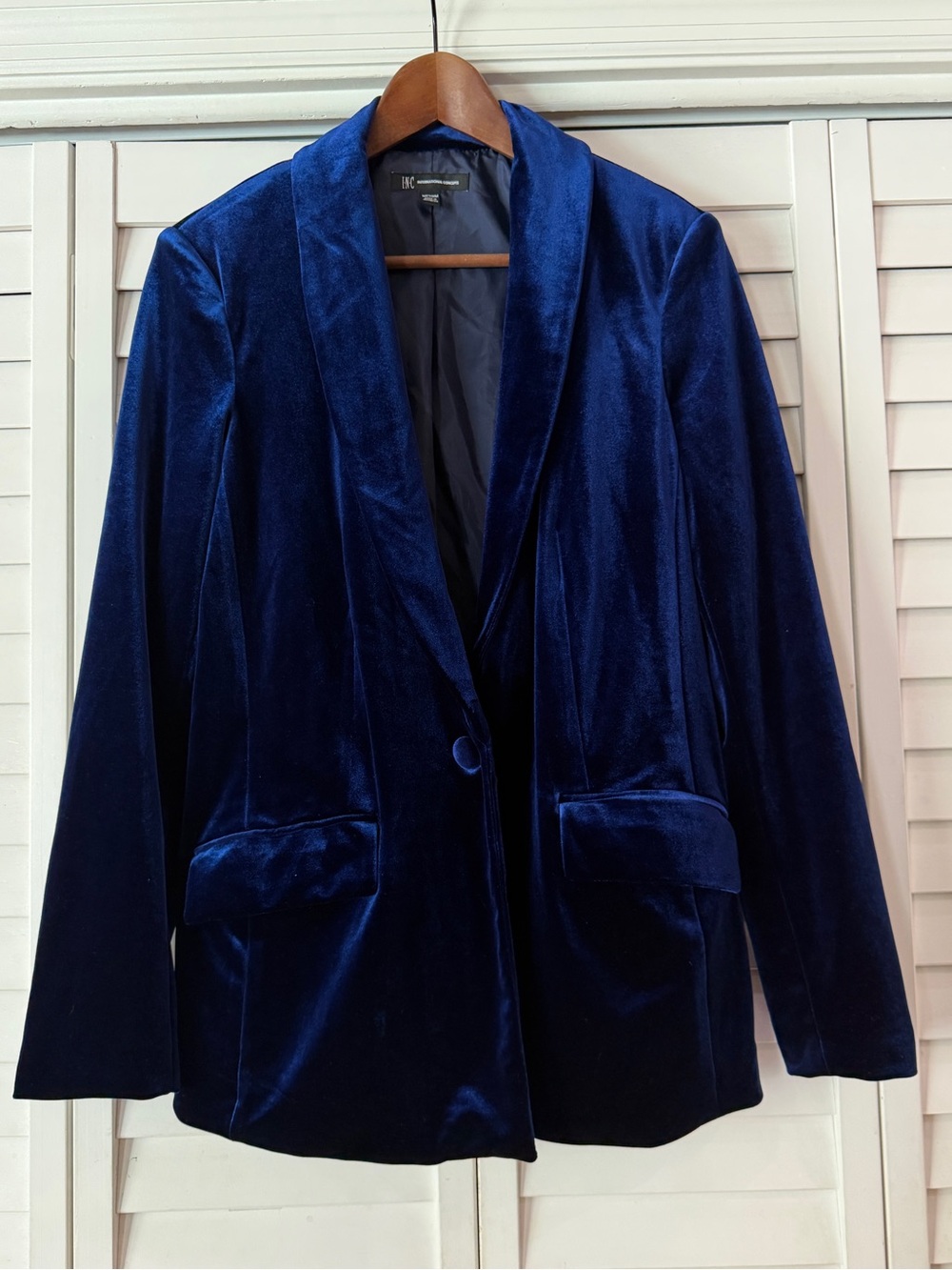 I.N.C. International Concepts Velvet Blazer Jacket Women Royal Blue - Size M
